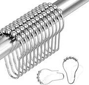 HANHOST Shower Curtain Rings, Stainless Steel Rust Proof Shower Hooks for Bathroom Shower Rods Set of 12, Chrome