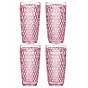 4PK Ladelle Tate Geometric 450ml Highball Acrylic Tumbler Drinking Cup - Strawberry