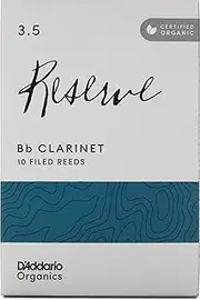 D'Addario Organic Reserve Bb Clarinet Reeds - Reeds for Clarinet - Individually Sealed - 3.5 Strength, 10 Pack