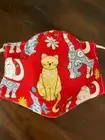 REUSABLE FACE MASK, CAT PRINT FACE MASK, UNISEX ADULT, 100%COTTON