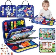 UltraCozy Busy Board, Montessori Toys for Toddlers, Toddler Sensory Toys Preschool Educational Busy Book Travel Toys for Toddlers 3 4 5 Year Old Girls Boys Plane Car Activities Baby Quiet Book (Blue)