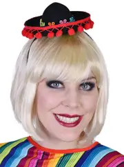 Mini Red and Black Sombrero Costume Hat on Headband
