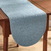 Spice Bin Spice Island Blue Variegated Cotton Country Oval Braided Table Runner