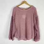 Umgee Womens Size Medium Mauve Waffle Knit Lightwear Sheer Top