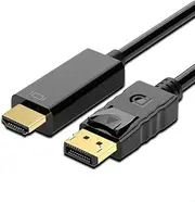 DP to HDMI Cable, Uni-Directional DisplayPort to HDMI (Male to Male) Cable Compatible with Lenovo, HP, ASUS, Dell and Other Brand 1.8m (DP0101)
