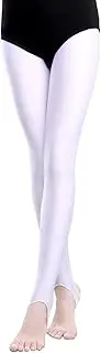 [Daydance] Girl's Stirrup Pants for Gymnastics Shiny Spandex Athletic Dance Leggings for Kids