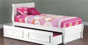 King Single Copenhagen Bed With King Single Teenage Trundle - Arctic White