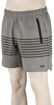 RVCA Yogger Stretch Athletic Shorts - Heather Grey VA Band - New