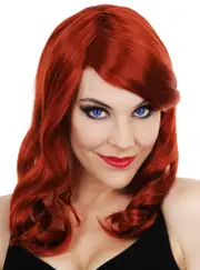 Scarlett Red Womens Mid-Length Wavy Costume Wig
