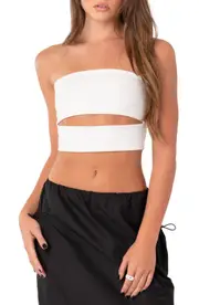 EDIKTED Darcey Front Cutout Tube Top in White at Nordstrom, Size Small