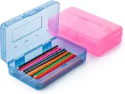 Pencil Box, 2 Pack, Assorted Color, Pencil Case for Kids, Pencil Box for Kids, Plastic Pencil Box, Hard Pencil Case