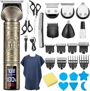 WOTOW 5 in 1 Beard Trimmer for Men, Electric Hair Clipper with LED Display, Rechargeable Trimmer Kit for Nose, Face, Mustache & Body Grooming, Ideal Gift for Men Father Husband Boyfriend