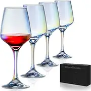 [ziixon] Red Wine Glasses Iridescent Wine Glass Stemware Crystal Wine Glasses Rainbow Wine Glasses for Wine Tasting , Wedding Gift, Anniversary, Christmas, Birthday (Set of 4 ,13 Oz)