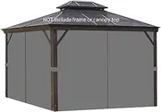 Homegroove Gazebo Curtains Outdoor Waterproof 10 * 10ft, Privacy Curtains 4-Panels, Gazebo Replacement Curtain with Zipper for Garden, Patio, Yard (Only Curtains) Gray