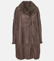[Brunello Cucinelli] Brunello Cucinelli Shearling-lined leather coat AU 10 brown