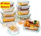 12 Pack Airtight Glass Food Storage Containers with Lids Meal Prep Lunch Box