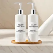 2/3x 500ml Soap Dispenser With 3 Labels Shampoo Bottle Tray Wall Mounted Bracket