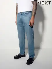Blue Light Regular Tapered Fit Soft Touch Chino Style Denim Jeans (AK8765) | $58
