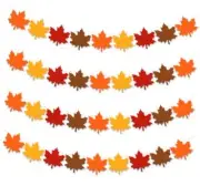 4Pcs Fall Felt Garland 4 Colors Maple Leaf Hanging Banner for Autumn Harvest