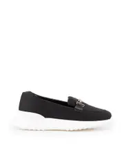 Black Neoprene Double T Flats