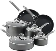 Circulon 84564 Elementum Hard Anodized Nonstick Cookware Set/Pots and Pans Set - 10 Piece, Gray