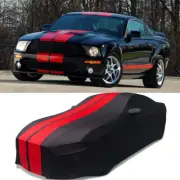 For Ford Mustang Shelby GT500 GT Indoor Car Cover Dustproof Satin Stretch Red