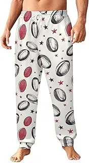 [Generic] Men's Sweatpants, Rugby Balls and Starry Accents-93, Polyester Joggers, Sweatpants Jogging Pants for Workout Running