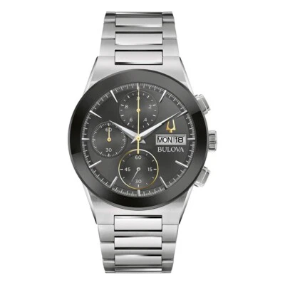 BULOVA Modern Millennia Silver-Tone & Black Watch 96C149 *BNWT*