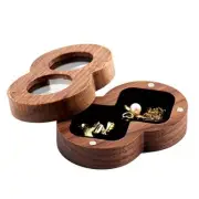 Wooden Proposal Ring Box Engagement Small Portable Wedding Ring Case Round