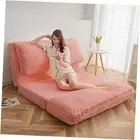 Bean Bag Bed Folding Sofa Bed Floor Mattress for Single 30x95 Inch Pink