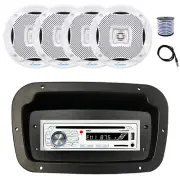 Pyle Marine CD Radio, Adapter,Spa Bezel,Antenna,Wire,4x 5.25" 400W White Speaker
