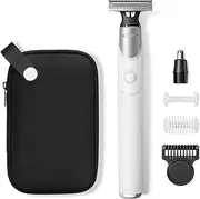 Xpert T Magnetic Beard Trimmer with Case for Men, Nose Hair Trimmer, Electric Shaver & Bikini Trimmer Kit, All-in-One Unisex One Blade Trimmer Set with Adjustable Comb, 2 Body Guides & Hard Case, White