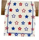 Star Stripe 4th of July Table Runner,Patriotic 13" x 72" (Pack of 1) White