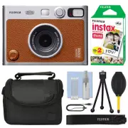 FUJIFILM INSTAX MINI EVO Hybrid Instant Camera Brown + 20 Film Bundle