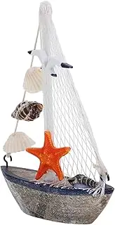 TOGEVAL Coastal Boat Ornaments Sea Shell Conch Ocean Decor Sailing Boat Model for House Decor Nautical Party