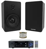 Rockville BLUAMP 150 Amplifier w/ Bluetooth/Optical+(2) 5.25" Bookshelf Speakers