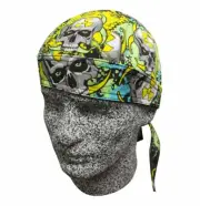 Radioactive Yellow Lime Skull Zombie Doo Rag Headwrap Sweatband Durag Biker