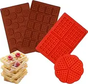 4PCS Silicone Waffle Moulds Rectangle Round Heart, Mini Waffle Baking Mold Maker Nonstick, LIOUCBD Cake Chocolate Cookie Candy Gummy Muffin Pans Bakeware DIY Silicone Mould