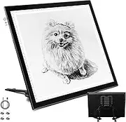 Light Board A3, Large Light Pad(16.6×12.6inchs) with Metral Stand. Physical Buttons 9 Levels/Stepless Dimming Light Table for Diamond Painting, Weeding Vinyl, Tracing, Drawing