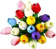 10Pcs Artificial Tulips, Tulips Artificial Flowers Real Touch Tulips Fresh Flowers, Fake Tulips, Silk Tulips Flowers with Stems, Tulipanes Artificiales para Decoracion, Real Feel Tulips