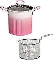 STARTIST Small Deep Fryer Pot with Frying Basket 3L Capacity Multifunction Milk Warmer Glass Lid for Chips Boiling French Fries Picnic