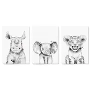 Set of Blushing Safari Animals Nursery Wall Art #2