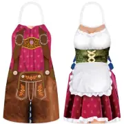 2 Pcs Oktoberfest Mardi Gras Apron Couples Cooking Aprons German Party Costum