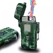 USB Rechargeable Dual Arc Plasma Lighter - Waterproof Flameless Electric Lighter Camouflage