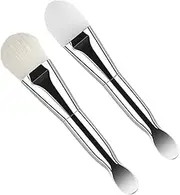 Baluue 2pcs Soft Face Mask Applicator Double Ended Silicone and Bristle Brushes for Gentle Cleansing and Even Application for Home Travel and Beauty Salons