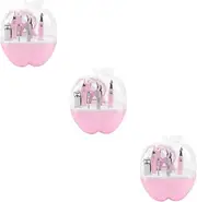MERRYHAPY 3pcs 8-in-1 Nail Clipper Kit for Women Includes Trimmer Tools Mirror Storage Case Essential for Travel