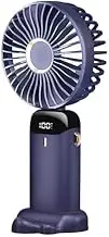 Koolmaxx 3-in-1 Smart Rechargeable Fan with Phone Holder - 10 Hour Battery Life, 5 Speed Settings, Portable Desk Fan with 90° Auto Oscillation, LED Display, Remote Control (Blue)