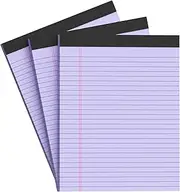 AILZFEI Purple Legal Pad Note Pads 8.5x11 inch, Wide Ruled, 30 Sheets/Pad, 20lb Colored Paper, Perforated Notepad with Sturdy Back (3 Pads Purple)