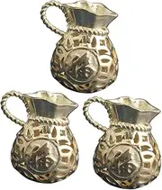 [Generic] 3pcs Brass Money Bag Charm Rings Gold Silver Bell Chains Bank Cash Beads Bangles Bag Charms God Pendant Family Pendant Keychain Jewelry Holder Bracelet Key Chain Of The Lid Locket