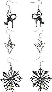 DEARMAMY 3 Pairs of Halloween Earrings Decorative Ear Hooks Wacky Ear Accessories Prop